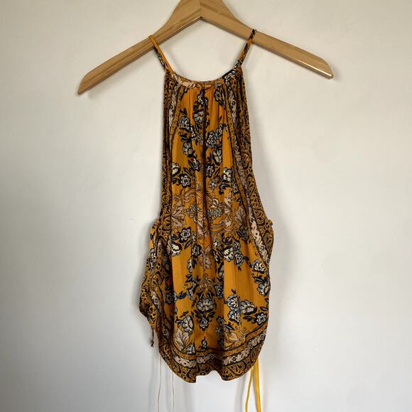 NWT Free People Sofia Poppy Gold Combo Halter Tank Top Size Medium - Picture 8 of 8